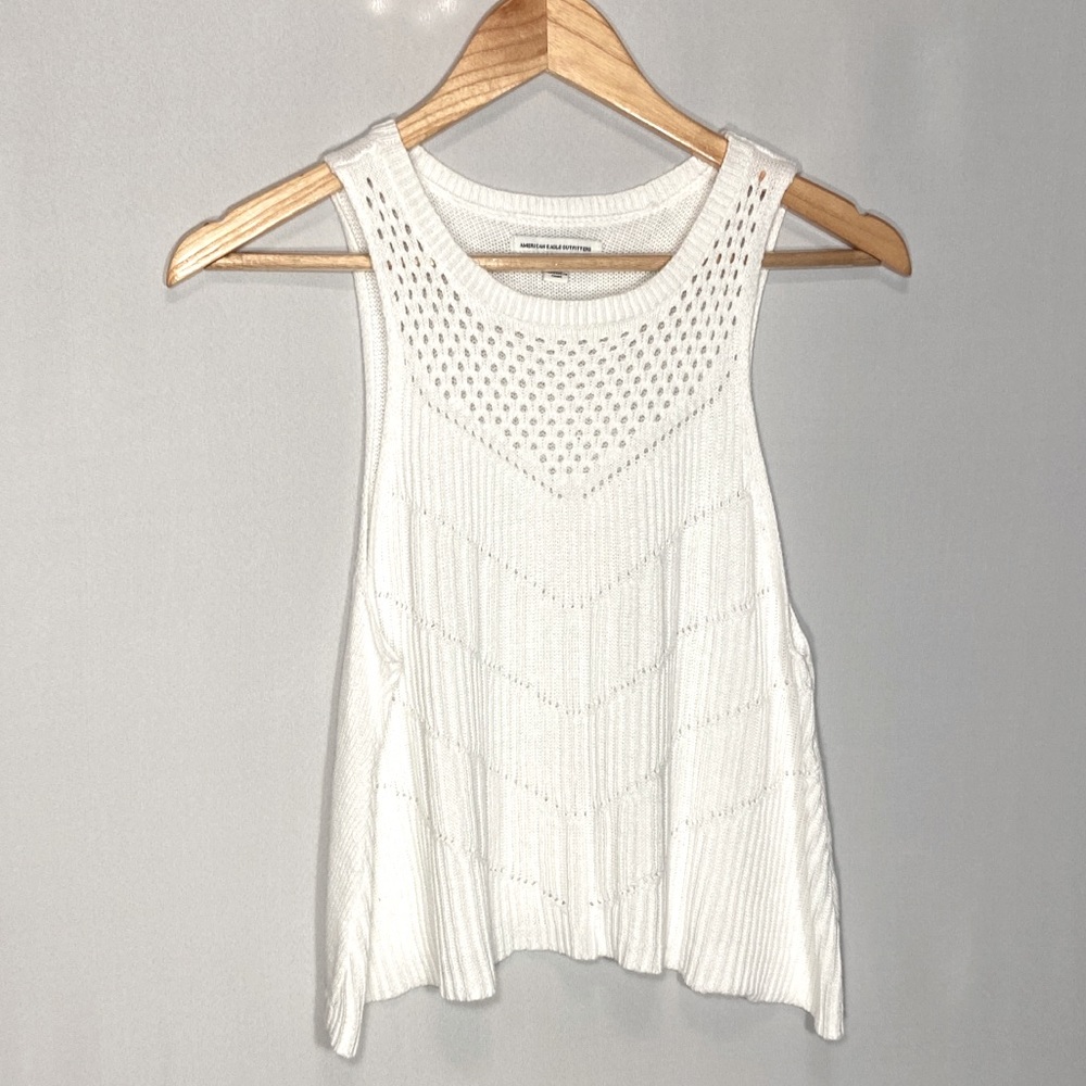 American Eagle - crochet/knit tank- white - Size XS